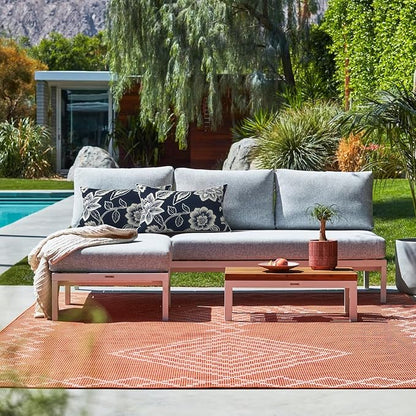 LVTXIII 2 Pack Outdoor Lumbar Pillow Covers 12x20 Inch with Piping, Water-Repellent Back Cushion Covers ONLY for Patio Furniture, Sofa, Garden Bench, Elegant Vines Navy