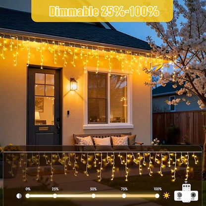 JMEXSUSS Icicle Lights for Outside, 400 LED 38.8FT (Pack of 2)