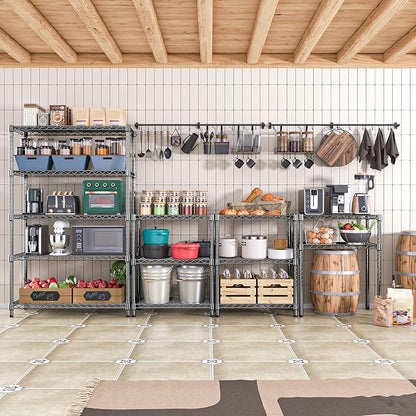 M MZG 1750 lbs Steel Storage Shelving 5-Tier Utility Shelving Unit Steel Organizer Wire Rack for Home,Kitchen,Office,Garage, 1750 LBS Capacity 17.7" D x 47.2" W x 72.3" H (Pack of 2)