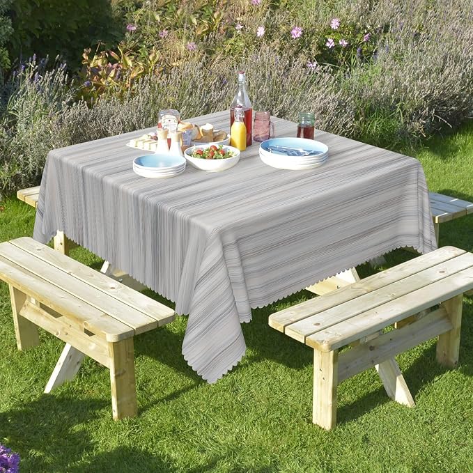 Gray Striped Table Cloth for Square White Vintage Grain Retro Texture Washable Table Cover 60x60 Inch Polyester Stain Resistant Cloth Table Cover for Home Restaurant Picnic Camping BBQ