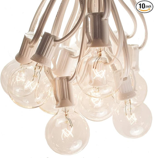 Hometown Evolution, Inc. 10 Foot Globe String Lights (10 Foot, G40 Clear - White Wire - 1.6" 5 Watt Bulbs)