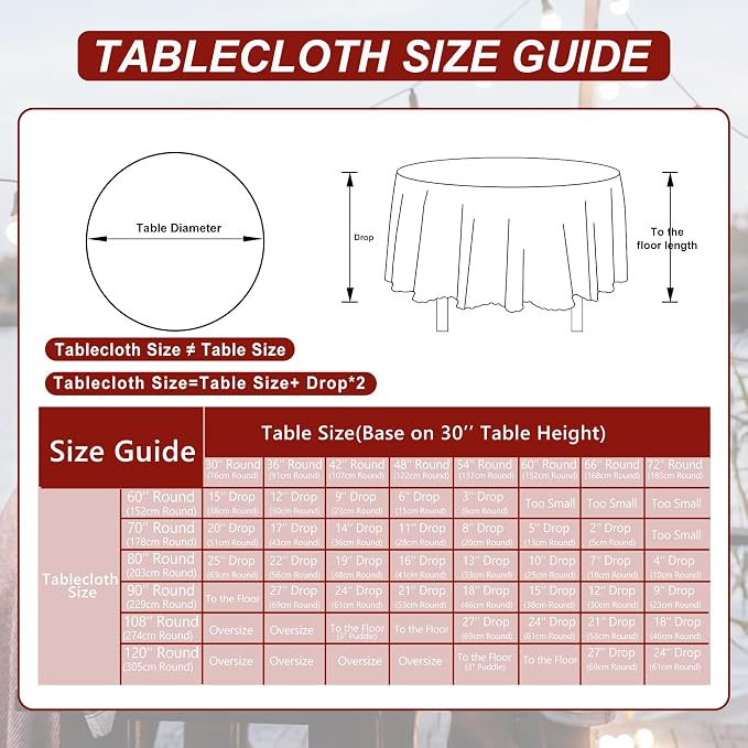 DWCN Round Tablecloth 70 Inch - Waterproof & Stain Resistant Spillproof Washable Polyester Fabric for Dining Room Kitchen, Dining, Party, Weddings and Restaurants, Red