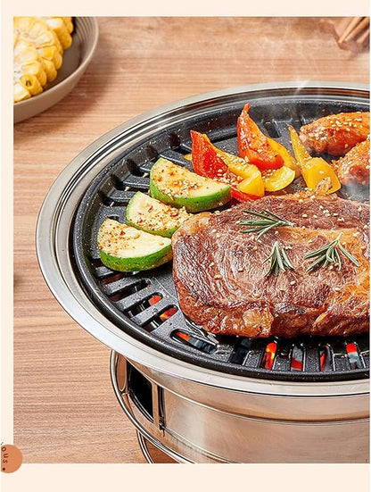 BBQ Grill Outdoor Indoor/Outdoor Charcoal Grill, BBQ Grill Camping Stove Easy to Clean with BBQ Tool Kits for Outdoor BBQ Picnic Camping Patio Backyard Cooking Outdoors Campfire Grill Grate