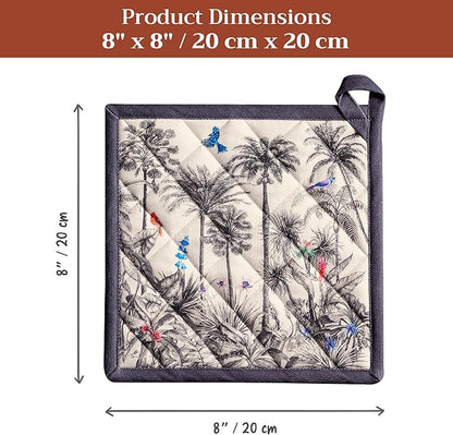 Maison d' Hermine Pot Holders 100% Cotton Heat Resistant Potholders 8" x 8" Hot Pads with Loop for Thanksgiving Christmas Decorations BBQ Cooking Baking Handling Hot Pans (Pack of 1, Amazonia)