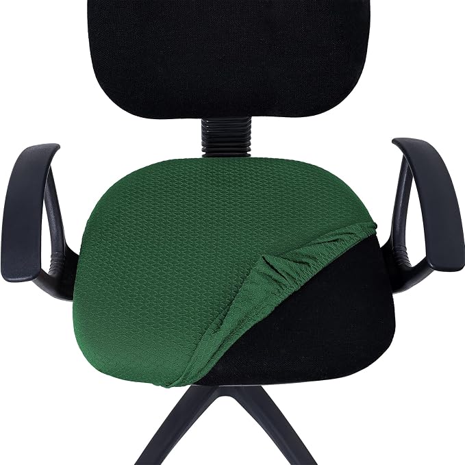Smiry Office Computer Chair Seat Covers for Desk, Anti-dust Protector | Stretch Jacquard Removable Washable Desk Chair Seat Cushion Protectors, Emerald Green