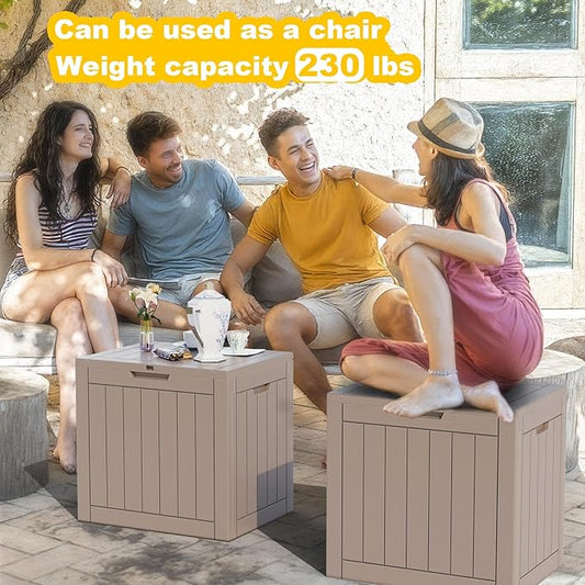 ROJIK 35 Gallon Deck Box Outdoor, Waterproof Outdoor Storage Boxes with Lids, Outside Resin Lockable Storage Box for Patio Cushions, Garden Tools(Grey)