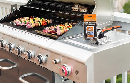Proud Grill Q-Swiper XL BBQ Grill Brush Cleaner Set - 1 Long Grill Brush with Scraper & 40 Cleaning Wipes, Easy-Clean, Bristle & Wire Free, Grease & Grime Remover, Cleaner Kit for Outdoor Smoker