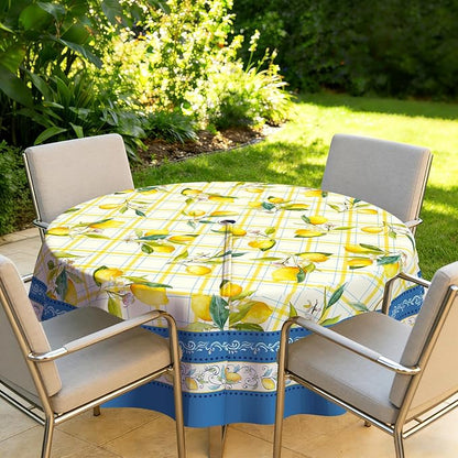 Outdoor Tablecloth with Umbrella Hole Elegant Zipper Patio Table Cloth for Outdoor Patio Garden Yard Decor