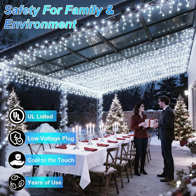 750 LED 240FT Christmas String Lights Outdoor, 12 Pro Modes with Timer | with Memory & Brightness, Plug-in Waterproof Clear Wire Twinkle Light for Xmas Yard Tree Wedding Party Decor (Cool White)