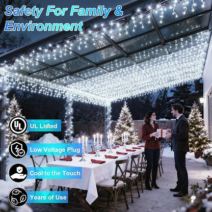 750 LED 240FT Christmas String Lights Outdoor, 12 Pro Modes with Timer | with Memory & Brightness, Plug-in Waterproof Clear Wire Twinkle Light for Xmas Yard Tree Wedding Party Decor (Cool White)