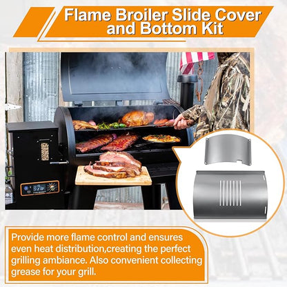 Flame Broiler Kit for Pit Boss 700 Series Pellet Grills with Slide Cover and Bottom, Grill Replacement Parts for Pit Boss Classic(PB700FBW2), PB700FB, PB700S, PB700SC, PB700D, Rancher(PB700R1)