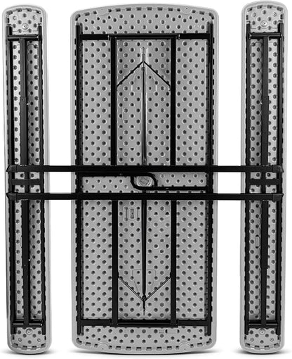 OEF Furnishings Heavy Duty Blow Molded Folding Picnic Table- Light Speckled Grey, Black Frame