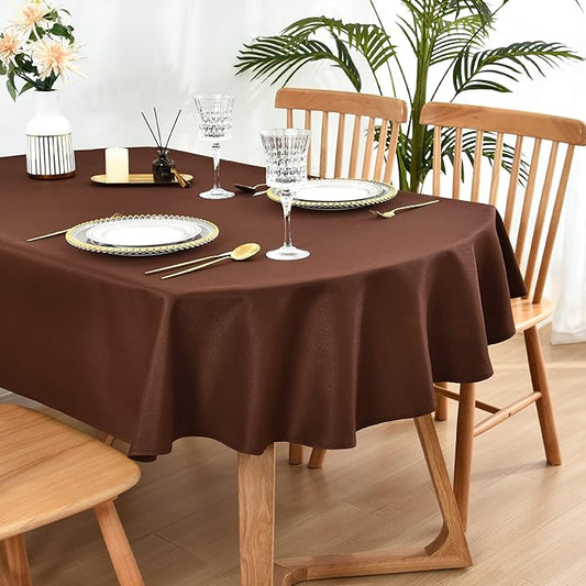 Wolkemer Oval Tablecloth 60 x 102 Inch Washable Fabric Table Cloth | Oval Table Cloth, Solid Chocolate Cloth Tablecloth, Oval Table Cover for Dining Wedding Party Banquet Tabletop Decoration