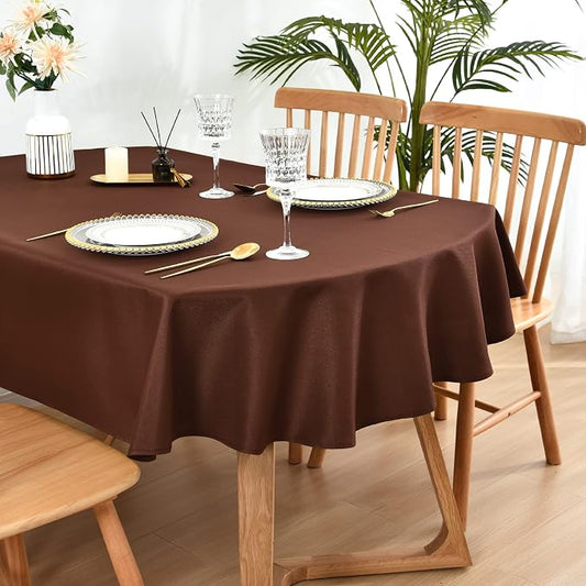 Wolkemer Large Oval Tablecloth 60 x 120 Inch Washable Fabric Table Cloth | Oval Table Cloth, Solid Chocolate Cloth Tablecloth, Oval Table Cover for Dining Wedding Party Banquet Tabletop Decoration