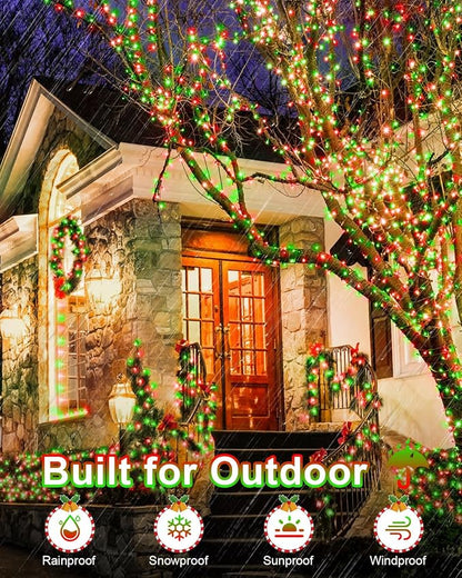 355FT 900 LED Red Green Christmas Lights, Extra Long Outdoor String Lights Waterproof, Timer & Memory, 8 Modes Dimmable Plug in Fairy Light for Outside Tree Patry Holiday Indoor Xmas Decorations