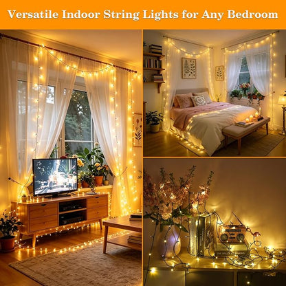 66FT 200 LED Connectable Christmas Tree Lights, End-to-End Plug 8 Modes Indoor Lights with Timer, Outdoor Indoor Fairy Lights Christmas Tree, Patio, Garden, Party, Wedding, Holiday (Warm White)