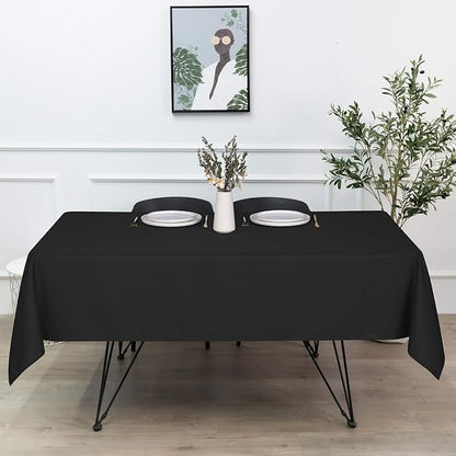 sancua Rectangle Tablecloth - 70 x 108 Inch - Stain and Wrinkle Resistant Washable Polyester Table Cloth, Decorative Fabric Table Cover for Dining Tables, Buffet Parties and Camping, Black
