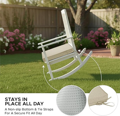 Outdoor Chair Cushions, Set of 6, 22 x 22 Inch, Beige | Water Resistant, Fade Resistant, Patio Furniture Square Seat Replacement, Removable Cover with Ties, Non-Slip Bottom