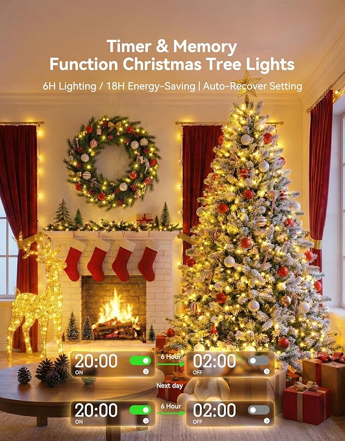 LitHome 328FT 1000 LED String Lights Outdoor Indoor, 8 Modes Waterproof Christmas String Lights with Timer & Memory Function, Outdoor Christmas Lights Green Wire for Xmas Tree Party Garden, Warm White