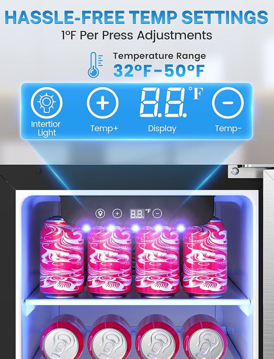 Electactic 15 Inch Outdoor Beverage Refrigerator, Undercounter Beverage Cooler with Stainless Steel Door, Built-in & Freestanding Drink Fridge for Beer Wine Soda, Outdoor Fridge for Patio Home Kitchen