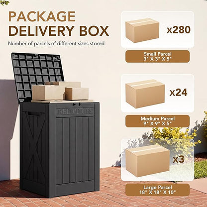 Lockable Outdoor Storage Box 52 Gallon, All-Weather Resin Deck Box for Patio, Garden, Pool, Organizes Furniture Cushions, Gardening Tools, Pool Accessories, Black