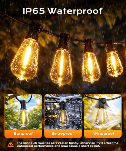 Outdoor String Lights, 150 FT Patio Lights for Outside | Smart App & Remote Control with Timer, Dimmable with 4 Scene Modes, Warm White Waterproof LED Bulbs for Garden, Yard Decor