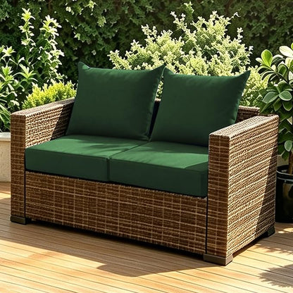 Patio Cushions for Outdoor Furniture, 24x24 Outdoor Couch Cushions, Waterproof & Fade-Resistant Patio Chair Cushions with Removable Cover, Replacement Outdoor Deep Seat Cushion, Forest Green(Set of 2)