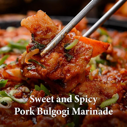 Wang Spicy Pork Bulgogi Marinade - Korean BBQ Sauce with Gochujang, Sweet & Spicy Bulgogi Sauce for Pork & Chicken, Resealable Lid, Made in Korea - 29.63 oz Bottle