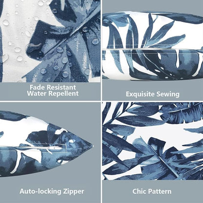 LVTXIII 2 Pack Outdoor Pillow Covers ONLY 18x18 Inch, Water-Repellent Square Decorative Cushion Covers for Patio Furniture, Garden, Sofa, Palm Blue