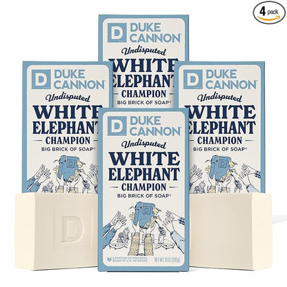Duke Cannon Supply Co. White Elephant Bar Soap - 10oz Large Soap Brick with Citrus Musk Scent - Holiday Gag Gift, Funny White Elephant Gift Idea 4 Pack
