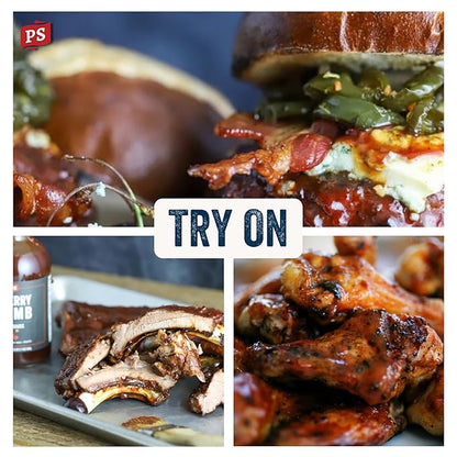 PS Seasoning Cherry Bomb - Door County Cherry BBQ Sauce - All-Purpose Marinade, Glaze, Baste, and Dip - Sweet and Tangy, Great for Pork, Beef, Salmon, Chicken, Ribs, Tenderloin, and more