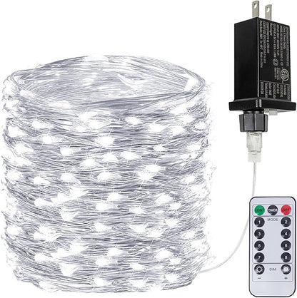 66FT 200 LED Fairy Lights with Remote, Plug in Twinkle Light Outdoor Indoor | 8 Modes, Timer, Dimmable, Memory Function, Waterproof Cool White String Lights for Bedroom Garden Party Christmas Decor