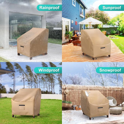 Adirondack Outdoor Chair Covers Waterproof 34"Wx37"Dx36"H, Brown | 2 Pack Patio Furniture Covers Protect from Rain and UV; Heavy-Duty Oxford Fits Lounge, Deep-Seat & High-Back Chairs on Lawn