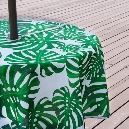 EHouseHome Outdoor Indoor 70inch Round Tablecloth with Umbrella Hole and Zipper, Waterproof Zippered Patio Table Cloths, Spring/Summer Table Covers for Backyard Circular Table/BBQs/Picnic