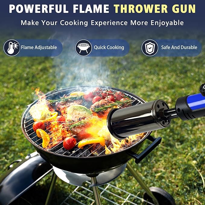 ARTFLAMM Powerful Propane Torch Gun, Flamethrower with Turbo Mode, Charcoal Torch Lighter with Safety Lock, Kitchen Blow Torch for Cooking, BBQ, Searing Steak, Grill(Tank Not Included)