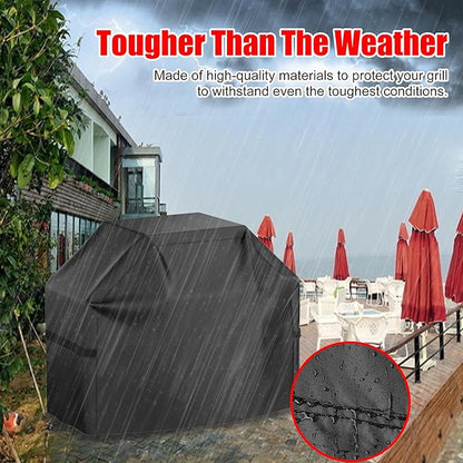 BBQ Grill Cover, Waterproof, Weather Resistant, Rip-Proof, Anti-UV, Fade Resistant, with Hook-and-Loop Straps, Gas Grill Cover for Most Grills, 48 inch, Black