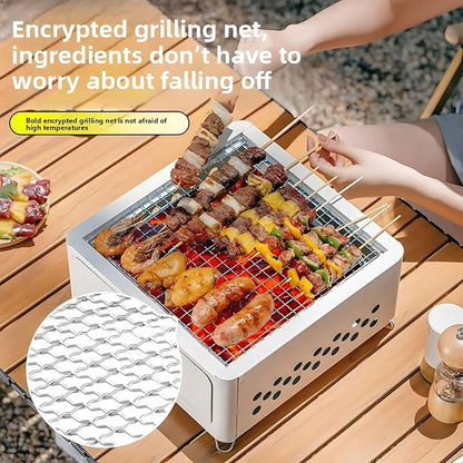 Desktop Charcoal Grill, Charcoals Grills Barbecue Grill Portable BBQ Charcoal Grill for Outdoor Cooking Camping Hiking Picnics Backpacking, Saving Space Grills (Black)