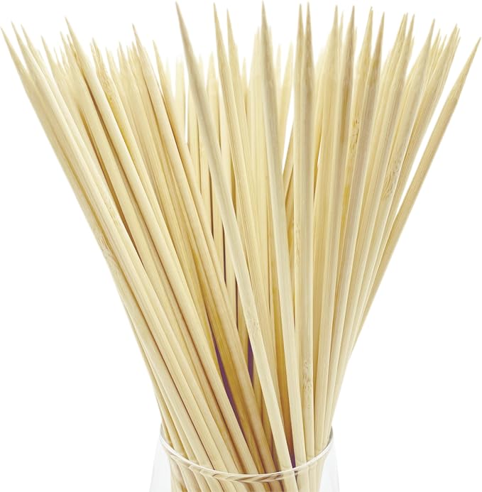 6" Bamboo Skewers (100PCS) for Grilling, Shish Kabobs, Wooden Sticks Φ=4mm | Perfect for BBQ, Appetizers, Fruits, Cocktail Picks, Chocolate Fountains, Food Skewers & Crafting. More Sizes 6"/8"/10"/12"