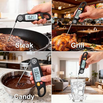 Meat Thermometer Digital - Instant Read Food Thermometer with Backlight for Cooking Grilling Baking Kitchen Candy BBQ Oil Liquid, Backlit Display, Battery Included