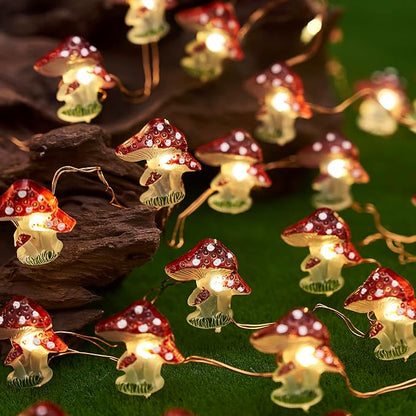 Garden Décor Solar Powered Outdoor String Light Mushroom Lamp Solar Garden Fairy Lights Mushroom Night Lights Gifts Cottage core Décor 14ft 40LEDs Solar Pathway Fence Yard Window Mushroom Decor