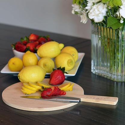 Chill and Grill Cutting Board, Paddle Shaped, Bamboo, Embellished Handle, Usable on Both Sides, Over 1 Foot Long, 14.5 x 10.25 Inches