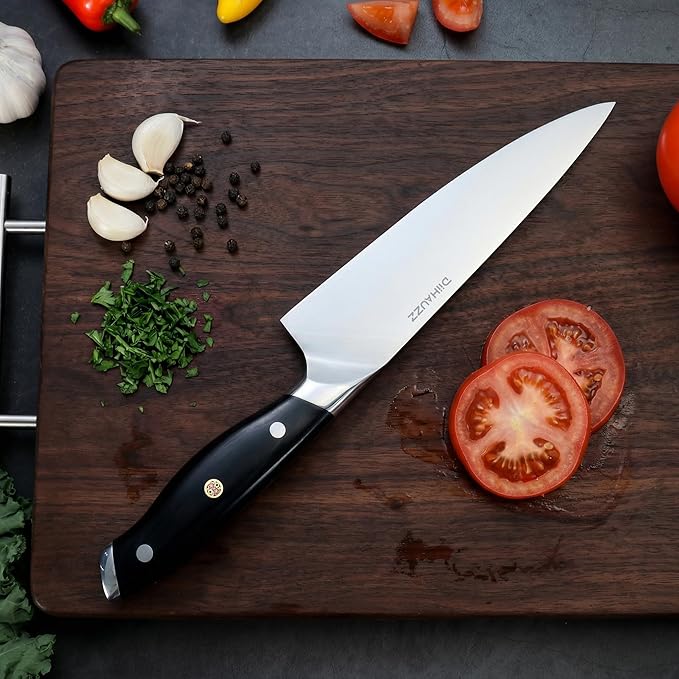 DiiHAUZZ Chef Knife, 8 Inch Ultra Sharp Kitchen Knife, Professional High Carbon Steel Chefs Knife with Full-Tang Ergonomic Handle for Kitchen, Gift Box for Fathers Day Gift
