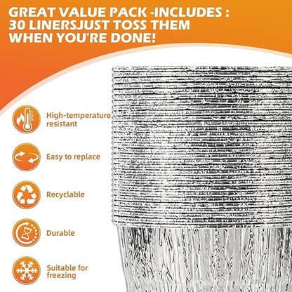 30-Pack Grease Liner and 1 Pack Black Bucket, Grill Drip Cups Compatible for Traeger Pro Series 575/780, 22/34 Series, Grill Accessories and Drip Tray Liner