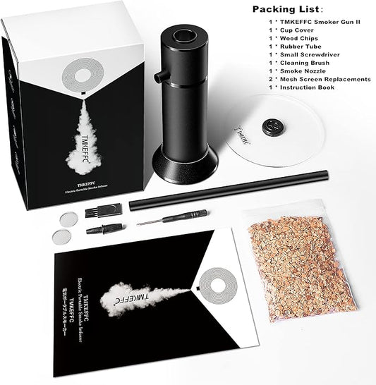 Smoking Gun Portable Smoker Infuser, Handheld Cocktail Smoke Food Smoker for Meat, Sous Vide, Drinks, Cheese, Cup Cover and Wood Chips Included, Black