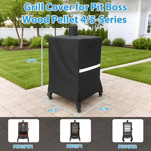 Utheer Grill Cover for Pit Boss 4/5/7 Series Vertical Smokers, PBV4PS1, PBV5PW1, PBV4PS2, PBV5P1, Pro Series 4/5/7, Heavy Duty 600D Waterproof Fabric Grill Cover for Pitboss 73550