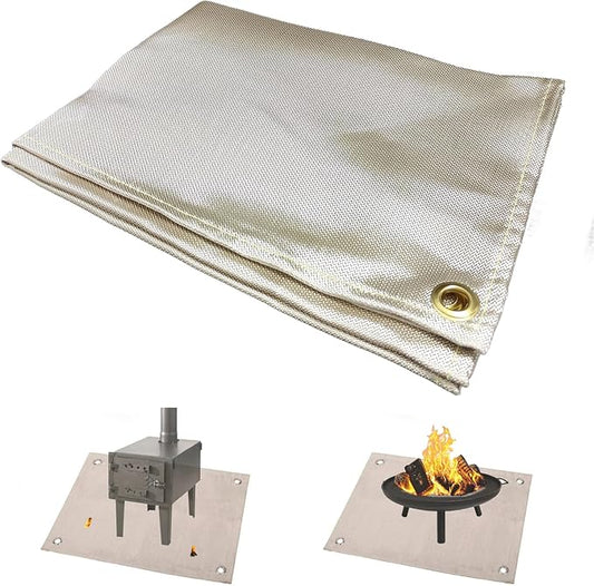 24" x 32" Fire Pit Mat Fireproof Wood Stove Under Grill Mat with Solo Stove for Outdoor Wooden Deck BBQ Lawn