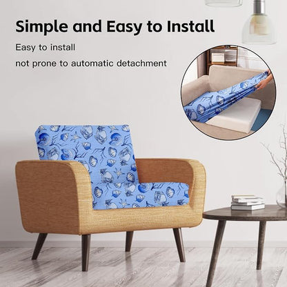 8Pcs Patio Cushion Covers, Outdoor Stretch Cushion Covers, Washable | Stretch Fit, Replacement, Washable and Reusable Furniture Protectors, Fits most patio furniture cushion covers, Cover Only
