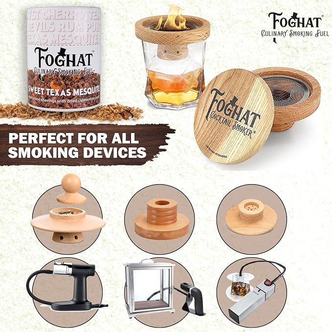 Cocktail Smoker Wood Chips - 14oz Sweet Texas Mesquite Shavings for Smoker, Whiskey & Drink Infuser Kit - All Natural, Culinary Wood Smoking Chips