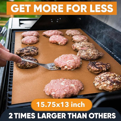 BBQ Grill Mats for Outdoor Grill Mat (5 Pack) 100% Non-Stick Heat-Resistant Grilling Mats for Outdoor Grill, Reusable Grill Topper, Easy Clean BBQ Accessories for Outdoor Grill Cooking Mat