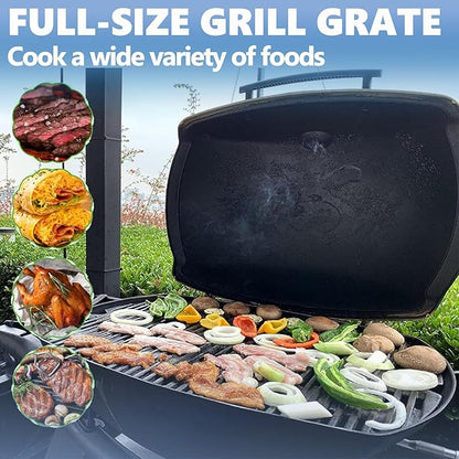 SafBbcue 7584 25" Cast Iron Cooking Grates & 65032 23.75" Grill Burner for Wber Q300 320 3000 3200 57060001 586002 Grills, Baby Q Grill Grids & Grates and Grill Burner Tube Kit for Weber 7646 & 65032